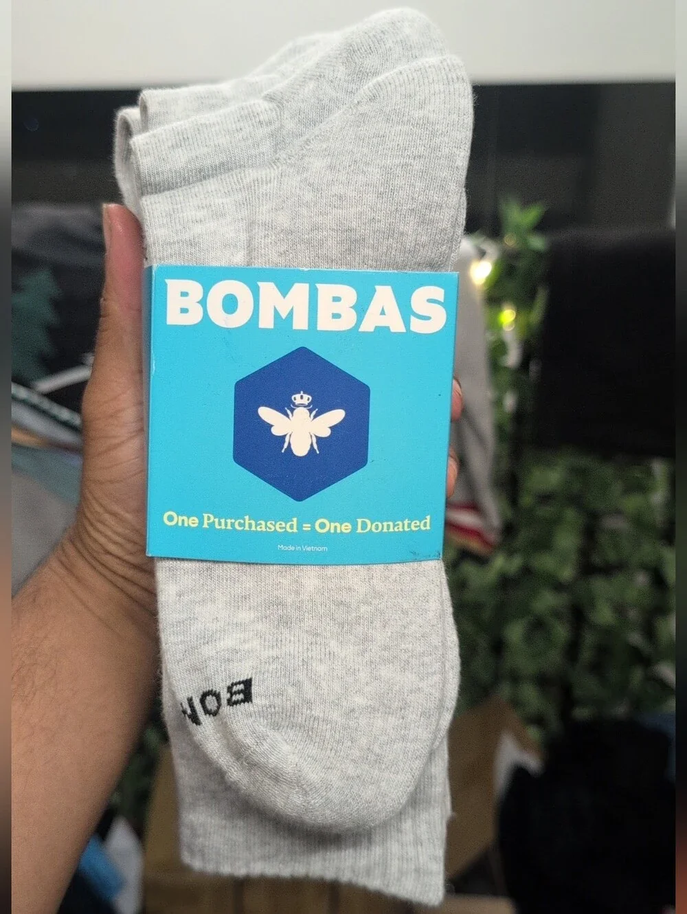 Bombas Grey Men's Midweight Crew Socks 4pk Women Size 11-13/ Men Size 9.5-13